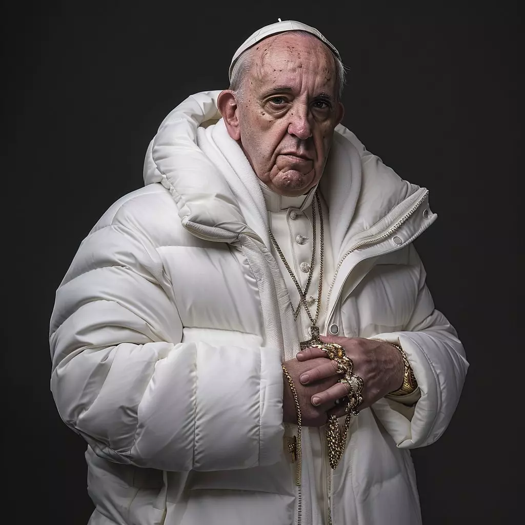 AI generated image of the Pope in Balenciaga puffer coat