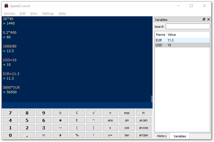 SpeedCrunch Calculator screenshot